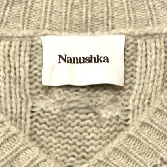 Nanushka Arwan Alpaca Cable Knit Sweater L Beige Cream Oversized - Picture 12 of 14